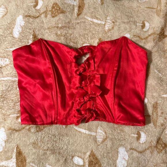 Victoria Secret vintage red bow silk tube top size small - Picture 1 of 6